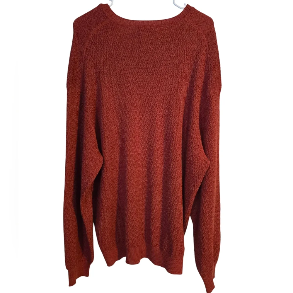 Talbots Men's Red V-Neck Pullover Sweater, Baby Alpaca Wool & Silk, XL - Picture 2 of 8